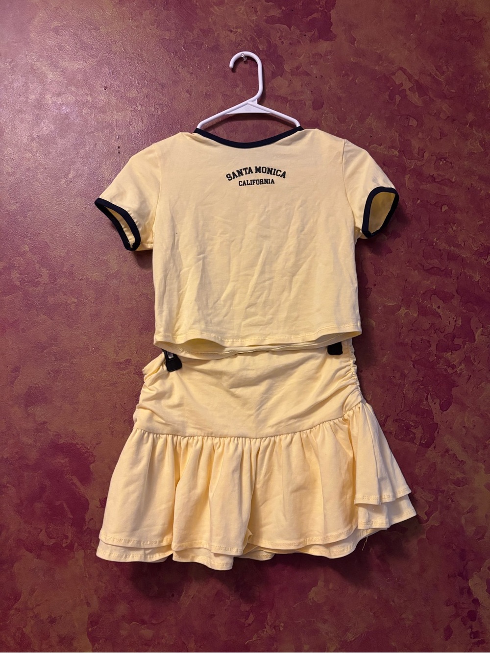 Fashion Nova Yellow Ringer Crop Top and Skirt Set